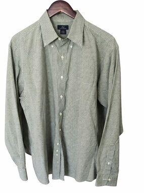 Brooks Brothers Men's Green Micro-Check Button-Down Shirt - Classic Casual